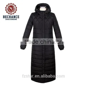 Women's Winter Hooded Black Long Padded Jacket Long Coat W1130 thumbnail-1