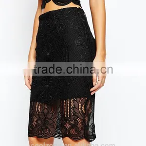 100%Polyester Embroidered Lace Latest Skirt and Blouse for Women thumbnail-4