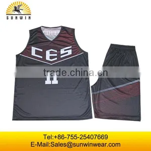 2016 Popular Style Sublimate Basketball Jerseys 100%polyester Basketball Wear Basketball Sets White/black/red Color thumbnail-3