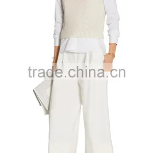 2017 New Display Ivory Cashmere Cotton and Silk Blend Slips On Knitted Top thumbnail-4