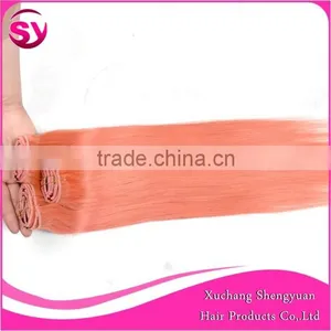 100% Remy Human Virgin Brazilian Hair, Top Quality Most Popular Wholesale Price Clip In Hair Extension Color Pink thumbnail-4