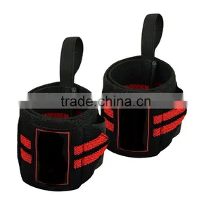 Weight Lifting Wrist Wraps in Black Color With Two Green Stripe thumbnail-5