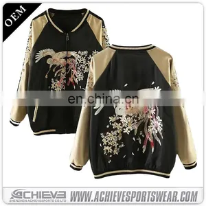 Nylon Varsity Jacket,leather Sleeve Varsity Letterman Jacket Red Black thumbnail-2