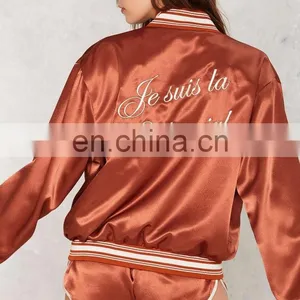 China Clothing Manufacturer Custom Lady Embroidered Bomber Jacket thumbnail-5