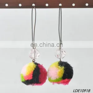 Fashion Colorful Fluffy Earrings Pom Pom Earrings thumbnail-1