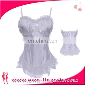 White Elegant Woman Corset Dress Waist Slimming Latex Corset thumbnail-1