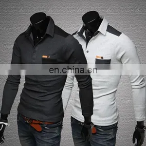 China Supplier 2016 New Men's Stylish Long Sleeve T-shirts Slim Fit Casual Polo T-shirts Tops thumbnail-2