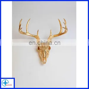 Resin Gold Faux Deer Skull-stag Antler Decorations thumbnail-1