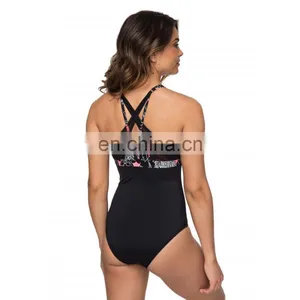 Mixed Color Block Mesh Insert Back One Piece Swimwear thumbnail-2