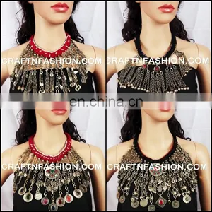 Afghan Kuchi Old 1960s Necklace- Tribal Necklace - Afghan Jewelry - Antique Afghan Long 1960s Jewellery Necklace thumbnail-1