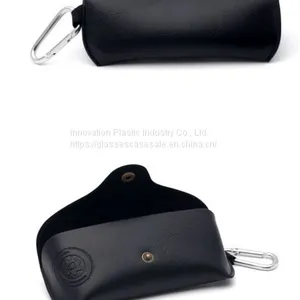Customized Portable Leather Sunglasses Case With Metal Hook thumbnail-5