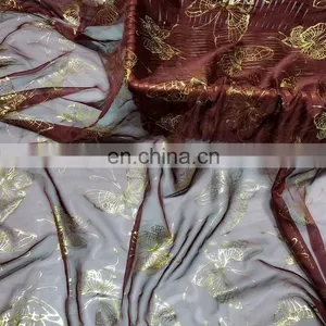High Quality 30D 100% Polyester Bronzed Chiffon Fabric for Saree thumbnail-5