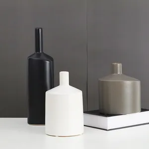 Simple Small Bore Corrosion Resistance Pure Color Flower Arrangement Vase Soft Decoration thumbnail-2