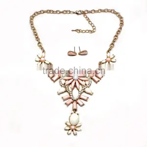 Fashion Necklace And Earring Set Acrylic Stones Casting Charm New Gold Jewelry thumbnail-2