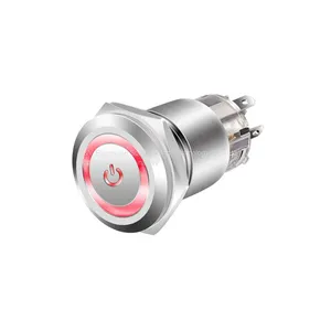J&V 19MM Circular Luminous Metal Button Switch thumbnail-1