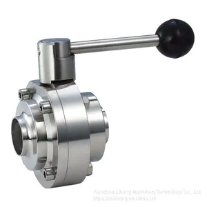 Stainless Steel Sanitary Food Degree Welded Clamped Threaded Butterfly Valve DIN SMS ISO thumbnail-1