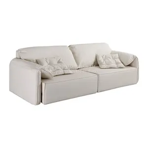 New Modern Minimalist Elephant Ear Sofa Bed Leather Nordic Living Room Straight Row Size Apartment Smart Sofa thumbnail-2