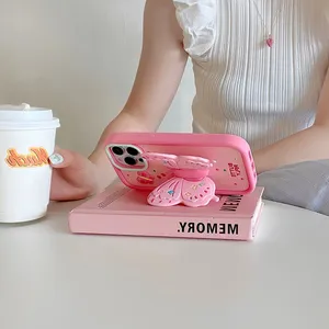 Stylish 3D Butterfly Stand Silicone Shock-proof Phone Case Iphone 12 13 14 15Pro Max thumbnail-5