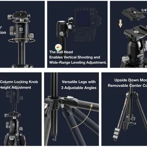 Factory Homemade High Quality Carbon Fiber Professional Dslr Video Camera Tripod With Gimbal Large Tripod for Watch Bird TC-204BF thumbnail-2