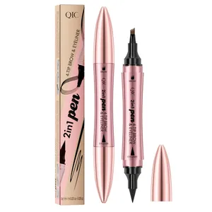 QIC Rose Gold Dual-Ended 4-Tip Eyebrow Pen & Eyeliner (Waterproof & Smudge-Proof) 4-Tip Forked Liquid Eyebrow Pen for Natural, Feathered Brows thumbnail-5