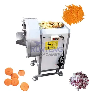 Automatische Zucchini-, Kartoffelstreifen-, Knoblauchscheiben- und Zwiebelscheiben-Schneidemaschine sowie Hackmaschine für das Schneiden von grünen Gemüsesorten thumbnail-1
