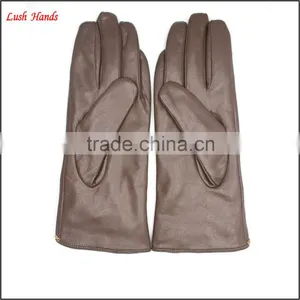 Popular Simple Style Brown Leather Gloves for Women thumbnail-3