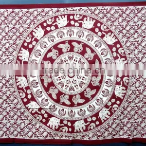 Round Circle Peacock Printed Jaipur Indian Mandala Cotton Bed Sheets thumbnail-3