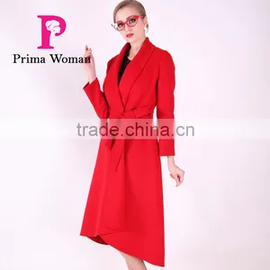 2016 New Design Spring Women Length Slim Fit Wool Coat With Belt thumbnail-6