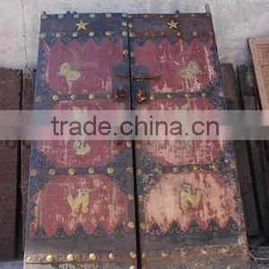 Vintage Antique Shanxi Recycle Old Elm Wood Inlaid Garden Door thumbnail-5