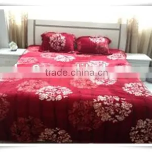 3 Pcs 100% Polyester Red Flower Print Flannel/coral Fleece Blanket/throw thumbnail-1