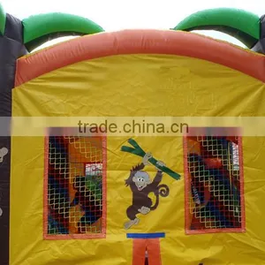 Jungle Inflatable Bouncy House Double-lane Slide Combo Obstacle Course Racing Game thumbnail-3