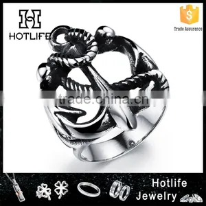 Latest Fashion Antique Stainless Steel Anchor Design Gey Men Ring thumbnail-1