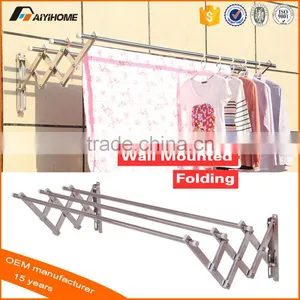 Stainless Steel Push-pull Wall Mounted Folding Clothes Drying Rack thumbnail-1