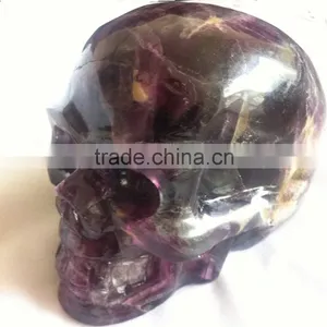 Natural Semi-precious Gemstone Purple Fluorite Skull thumbnail-2