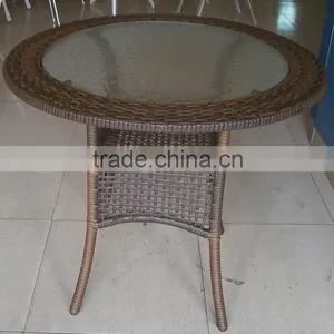 Elegant Design Rattan Wicker Aluminum Frame Round Glass Coffee Table YT47 thumbnail-3