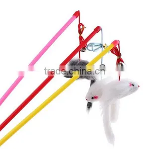 Funny Pet Cat Kitten Play Feather Teaser Rod Wand Playing Toy With Bell thumbnail-3