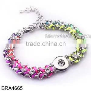 Hot New Products for 2015 Multichain Colorful Rope Custom Snap Button Bracelet thumbnail-1