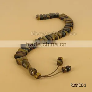 Tiger Eye 33pcs 7*16mm Rectangle Islamic Prayer Beads Misbaha Tesbih Kombolo From Turkey Quality Choice thumbnail-1