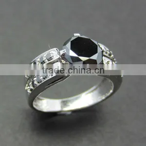Black Moissanite 925 Sterling Silver Designer Ring thumbnail-1