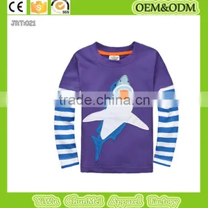 New 2015 Boys Baby Girls Kids T-shirts Cotton Long Sleeve Children t Shirts Cute Animal Shark t Shirt Color Cartoon T-shirt thumbnail-1