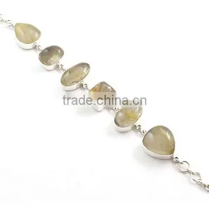 Rutilated Quartz Bracelet Silver Jewelry With Natural Gems 925 Solid Sterling Silver Jewelry thumbnail-2