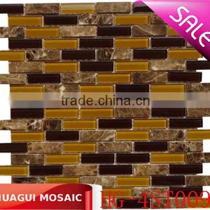 Best Glass Mosaic With Dark Emperador Matte Marble Mosaic Tile Factory thumbnail-1
