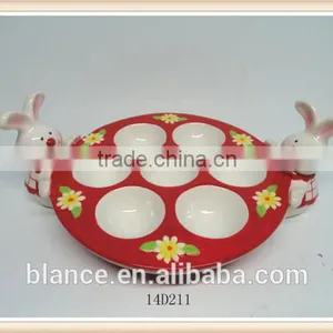 Ceramic Animal Shape Egg Holder Animal Shape Design With Rabbit Figurine thumbnail-2