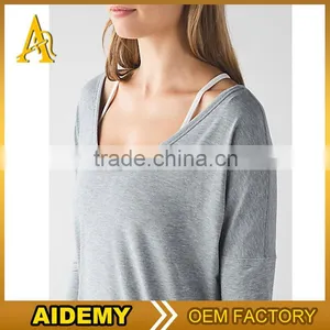 Skin Tight Compression Quick Dry Lady Green Blue Fitness Sport Yoga Long Sleeve Spandex Clothing Shirt thumbnail-2