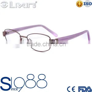 Fashion Classic Full Metal Frame With Diamond Pink Acetate Temple For Female Optical Frame Eyewear thumbnail-1