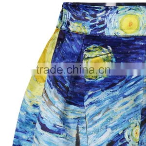 Wholesale Lady Skirt Tutu Skirt Custom Design Van Gogh Print N19-1 thumbnail-2