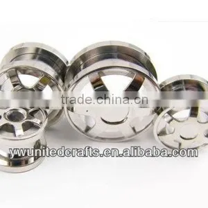 PAIR Steel Wheel Flesh Tunnel Ear Gauges Plugs thumbnail-1