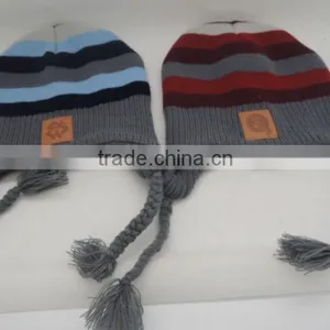 Funny Knitted Winter Earflap Hat Beanies Hat With Strings thumbnail-1