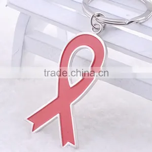 XL-KC51201 Fashion Alloy Keychain, Metal Red Ribbon Keychain AIDS Keychain thumbnail-2