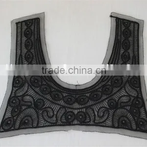 Good Quality Black 100% Polyester Lace Collar Embroidery Lace Applique thumbnail-5